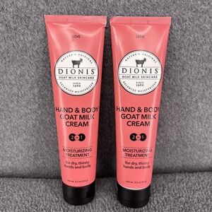 2x Dionis Goat Milk Hand & Body Cream LOVE Moisturizing Treatment 3.3 oz‎ each